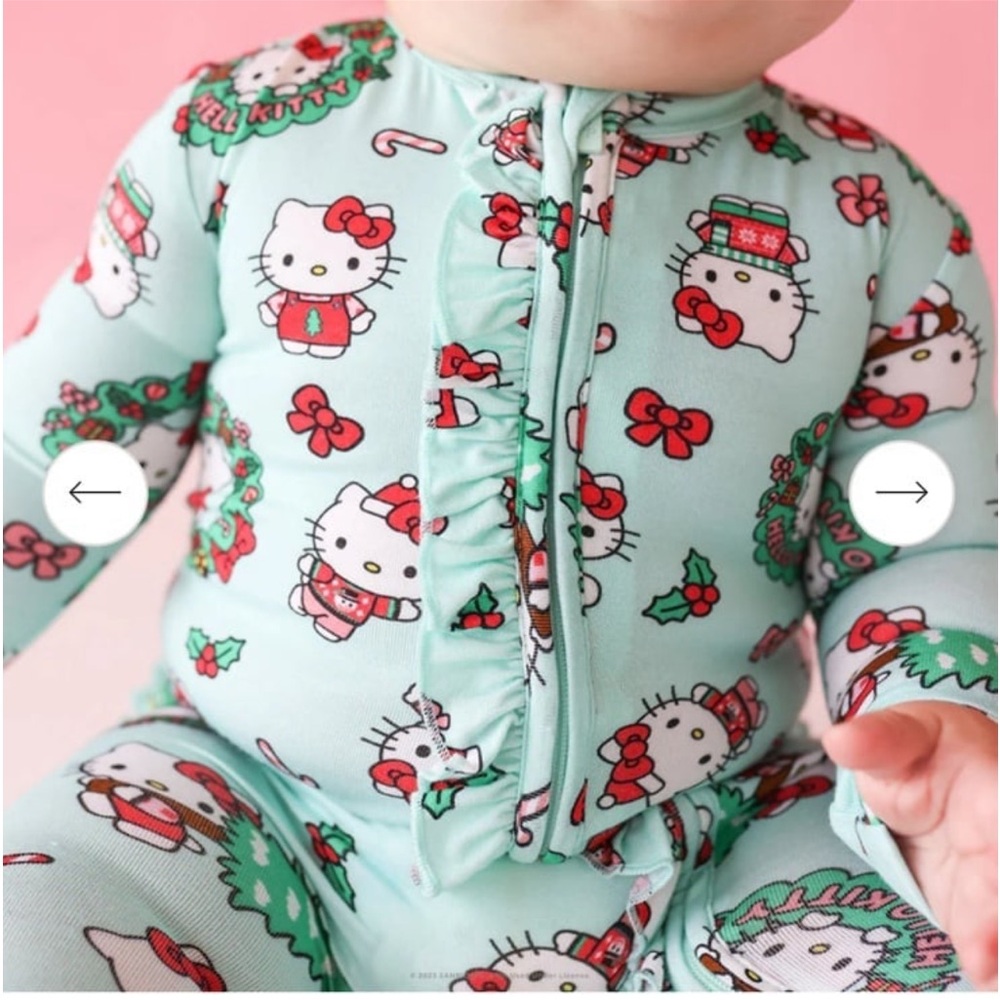 Posh Peanut Hello Kitty‎ Christmas Wreath Footie Sleeper 0-3M Bamboo